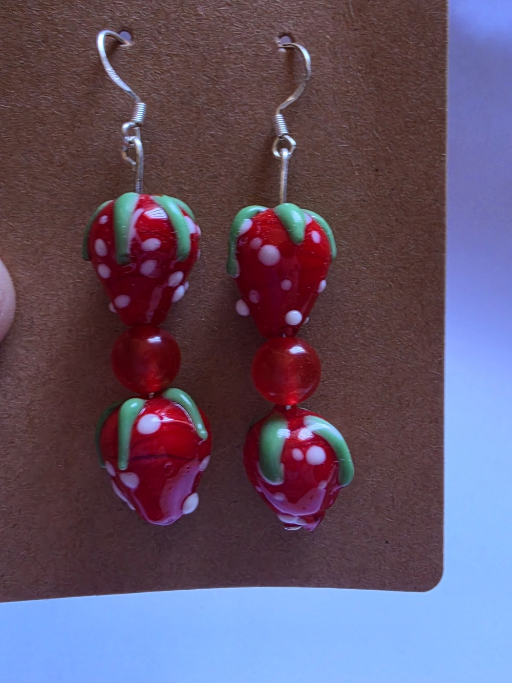 Red Strawberry Glass Drop Earrings